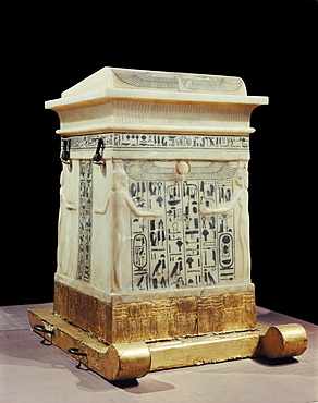 Alabaster canopic shrine, from the tomb of the pharaoh Tutankhamun, discovered in the Valley of the Kings, Thebes, Egypt, North Africa, Africa