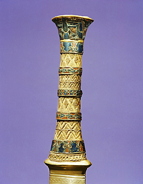 The hilt of one of the king's daggers, from the tomb of the pharaoh Tutankhamun, discovered in the Valley of the Kings, Thebes, Egypt, North Africa, Africa