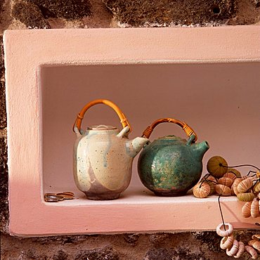 Teapots, Dammuso Adriana, Pantelleria, Sicily, Italy