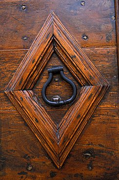 Door in the historical centre, Matelica, Marche, Italy