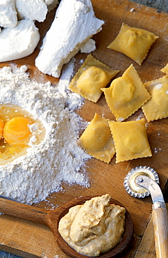 Bruss cheese, ravioli with Bruss, Racconigi, Piedmont, Italy