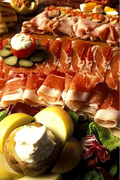 Local delicatessen, Maso Ranui-Val di Funes, Trentino Alto Adige, Italy.