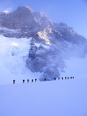 Alpinists, Piz Zupò, Bernina group, Lombardy, Italy