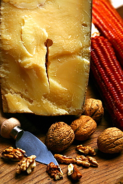 Spressa delle Giudicarie cheese with wine and nuts, Trentino Alto Adige, Italy

