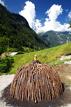 "Poiat" typical charcoal pile, Val Daone, Trentino Alto Adige, Italy