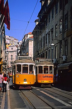 Historical tram, Lisbona, Portugal, Europe 