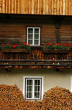 Balcony, Typical building (Maso), Val Pusteria, Trentino Alto Adige, Italy