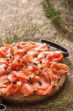 Jambon de Bosses typical ham, Valpelline, Valle d'Aosta,  Italy