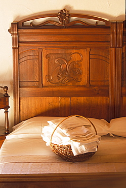 Bedroom, Locanda Vecchia Miniera hotel, Ollomont, Valle d'Aosta, Italy