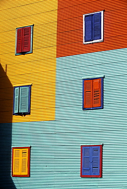 Foreshortening, Caminito street, La Boca district, Buenos Aires, Argentina, South America