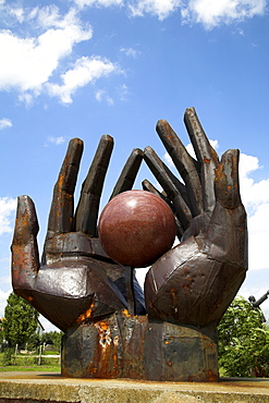 Communist era statues are on permanent display in the Statue Park outside Budapest, Hungary, Europe