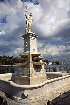 Neptune statue, Malecon promenade, Havana, Cuba, West Indies, Central America