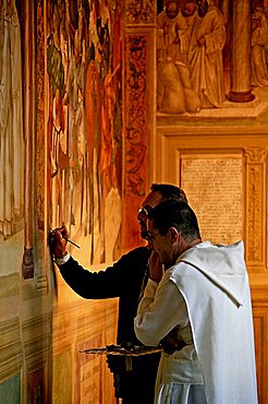 Fresco, Cloister, Monte Oliveto Maggiore abbey, Chiusure, Tuscany, Italy, Europe