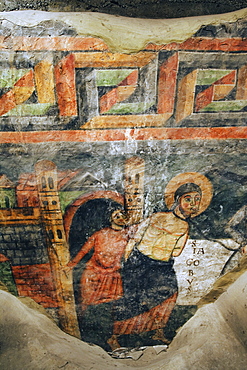 Martyrdom of San Giacomo Apostolo, Othonian fresco, Collegiata di Sant'Orso, Aosta, Valle d'Aosta, Italy, Europe