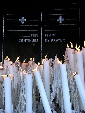 Candles in Lourdes, France, Europe