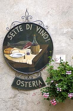 Restaurant sign, Pienza, Italy