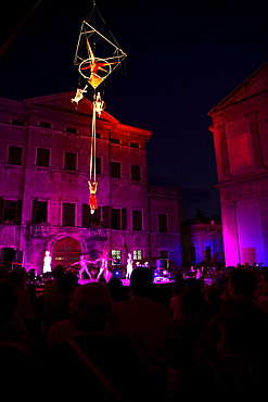 Sonics Company acrobatic show, Ala Città di Velluto  feast, Ala, Trentino, Italy