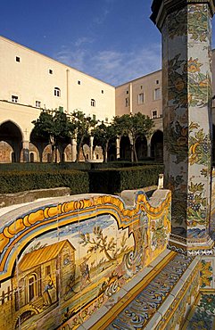 Cloister in Santa Chiara convent, Naples, Campania, Italy