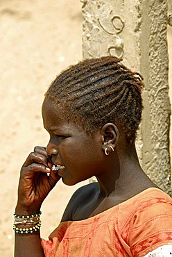 Woman, lake Retba or Lac Rose, Republic of Senegal, Africa