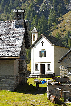 Crampiolo church, Alpe Devero Park, Ossola Valley, Verbania Province, Italy 