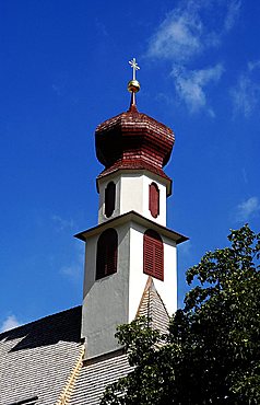 Bell tower, Ortisei, Gardena Valley, Alto Adige, Bolzano Province, Italy                         