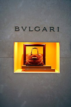 Bulgari shop window, Via della Spiga 6 , Milan, Lombardy, Italy, Europe