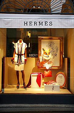 Hermes shop window, Via Sant'Andrea 11  street, Milan, Italy, Europe