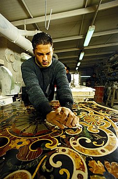 Inlay marble work, Naples, Campania, Italy