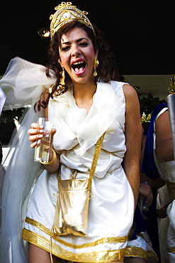 A young gay spanish men wearing a disguise at the Las Palmas Carnival, Gran canaria, canary Islands; Spain, Europe 
