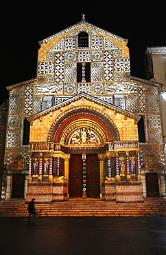 France, Provence, Arles, St.Trophine church in Place de la Republique, lights by night