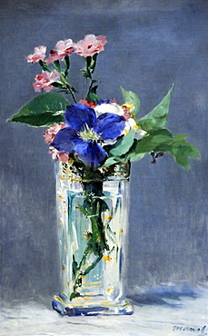 Carnations and Clematis in a Crystal Vase, edouard Manet, Musee d'Orsay, Paris, Ile-de-France, France, Europe