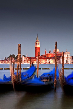 Gondole and San Giorgio island, Venice, Italy, Europe