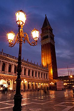 Palazzo Ducale palace and Piazza San Marco square at the dusk, Venice, Veneto, Italy, Europe