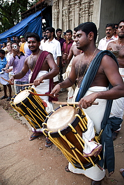 Drummers, Thrissur Pooram festival, Thrissur, Kerala, India, Asia