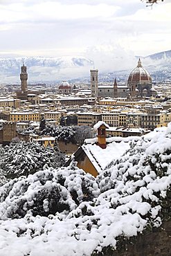 Snow in Florence, Tuscany, Italy, Europe