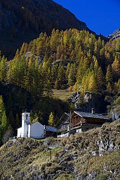 Biel Walser village, Gressoney-La-Trinite, Gressoney Valley, Aosta Valley, Italy, Europe