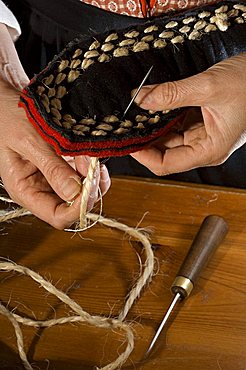 Slippers (Socka), Handicraft, Aosta, Gressoney-St-Jean, Valle d'Aosta, Italy, Europe