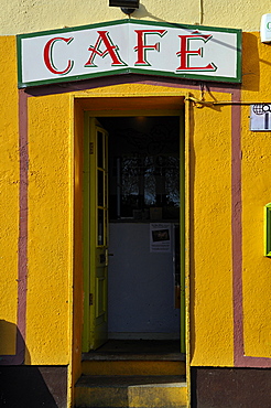 Cafe sign, Kinvarra, West Coast, County Galway, Republic of Ireland, Europe