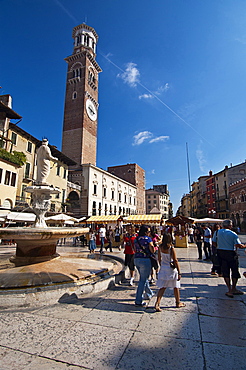 Piazza delle Erbe, Verona, Veneto, Italy.