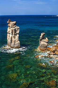 Le Colonne stacks, Carloforte, St Pietro Island, Carbonia - Iglesias district, Sardinia, Italy, Europe