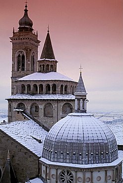 Snow on the chapel, Bergamo, Lombardy, Italy