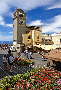 La Piazzetta,Capri island,Naples,Campania,Italy,Europe.