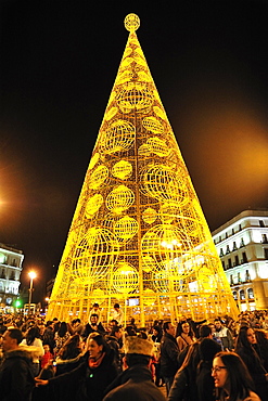 Christmas tree inPuerta del Sol, Madrid, Spain, Europe