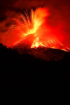 Eruption of Etna volcano, UNESCO, World Heritage Site, Sicily, Italy, Europe