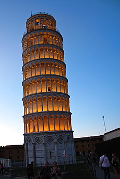 The leaning tower by night, Pisa, Tuscany, Italy, Europe