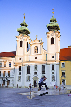 Ignatius church in Gyoer, Szechenyi Ter, faÃ§ade, Europe, Eastern europe, Hungary, Gyoer