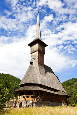 The Barsana monastery, maramures, Romania, was build at the end of the 20th century  from wood only according to old traditions in Maramures, Europe, Eastern Europe, Romania, Maramures