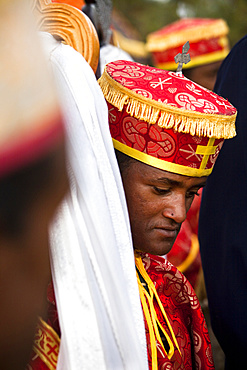 Timkat cerimony of the ethiopian orthodox church, Timkat procession is entering the jan meda sports ground in Addis Ababa, where the three day cerimony takes place, Timkat  is also the celebration of the baptism of Jesus, for this purpose sacred water is distributed, Africa, East Africa, Ethiopia, Addis Ababa