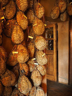 Dallatana cellars where the precious culatello is seasoned, similar to cured ham but made from the filet or loin of the hind leg, Roncole Verdi, Busseto, Emilia Romagna, Italy, Europe