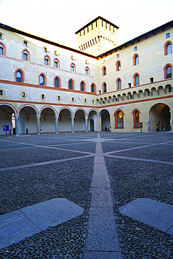 Castello Sforzesco castle, Cortile della Rocchetta courtyard, Milan, Lombardy, Italy, Europe